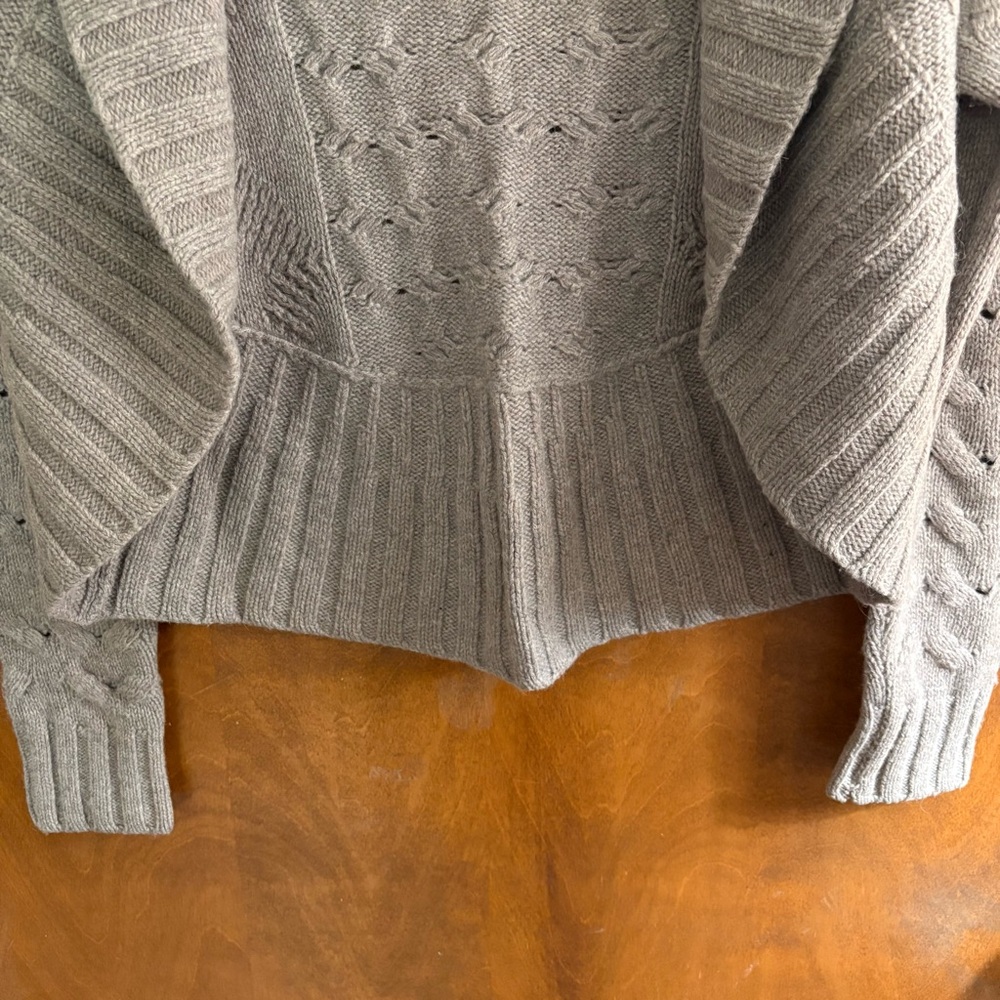 Vince Alpaca Wool Cashmere Tan Bolero Cocoon Cardigan Sweater Cable Knit Preppy - Picture 7 of 13